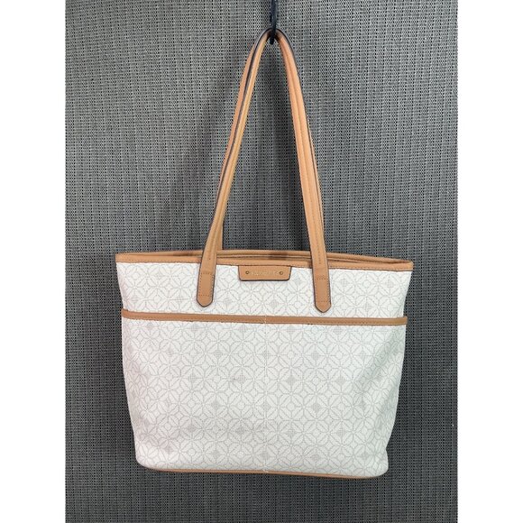 Rosetti Handbags - Rosetti Beige & Tan Tote Bag With Geometric Pattern & Matching Pouch